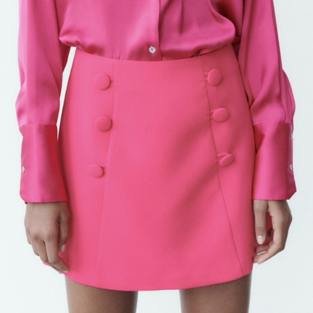 Buttoned Mini Skirt Fuschia Zara - Picture 2 of 8